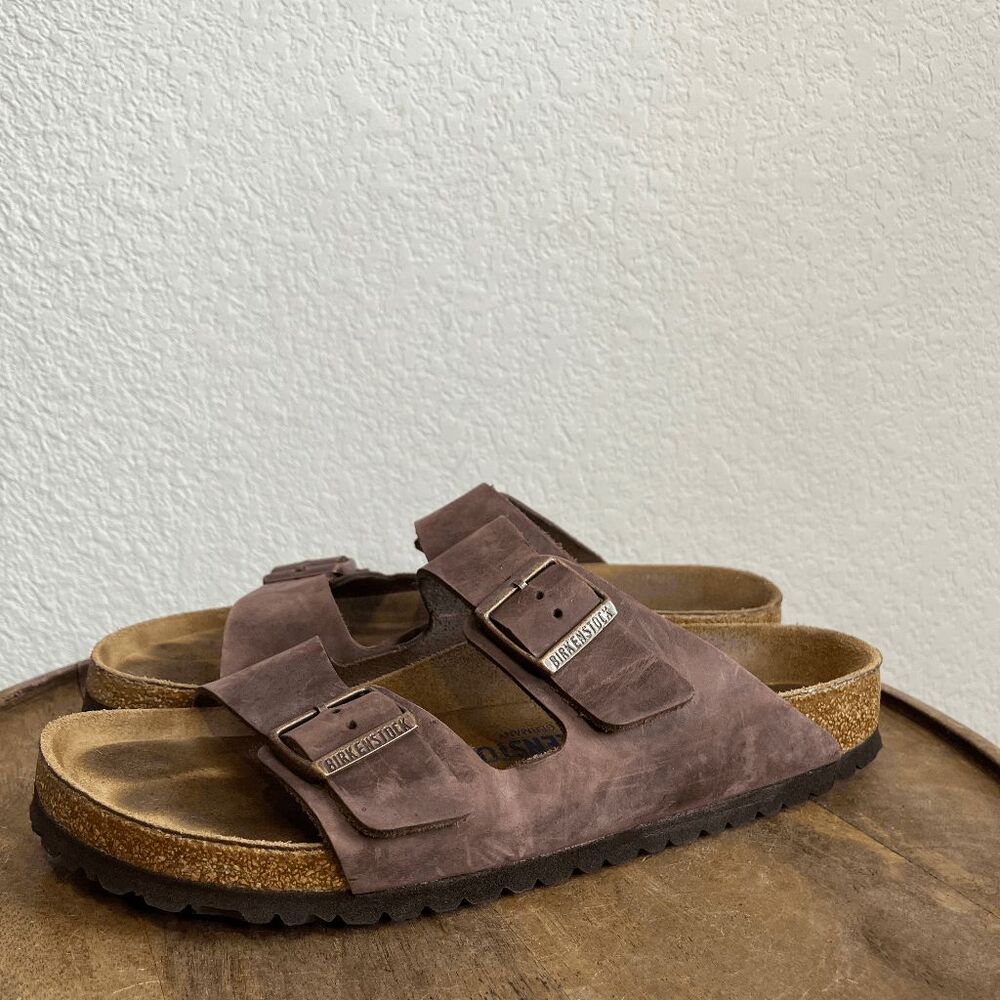 Birkenstock Arizona Suede Double-Strap Sandals in Dark Brown